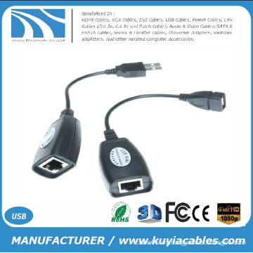 USB CAT5 / CAT5E / 6 RJ45 Cable de extensión de cable Ethernet Extender Repeater Adapter